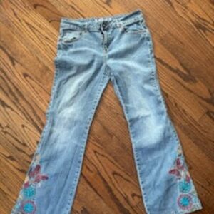 Embroidered Blue Women's Jeans